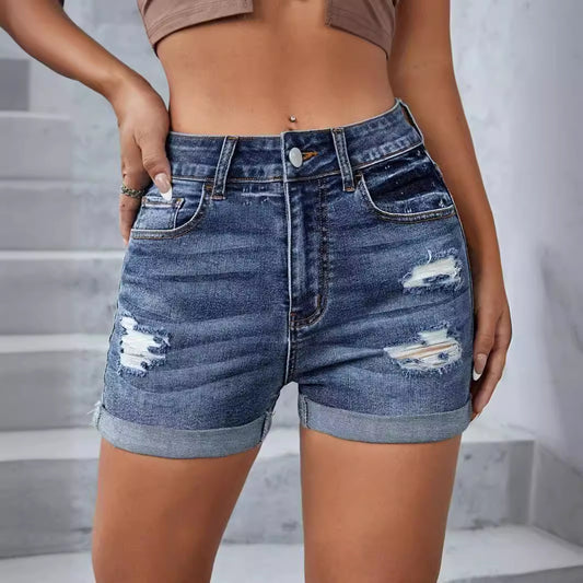Ripped Denim Shorts